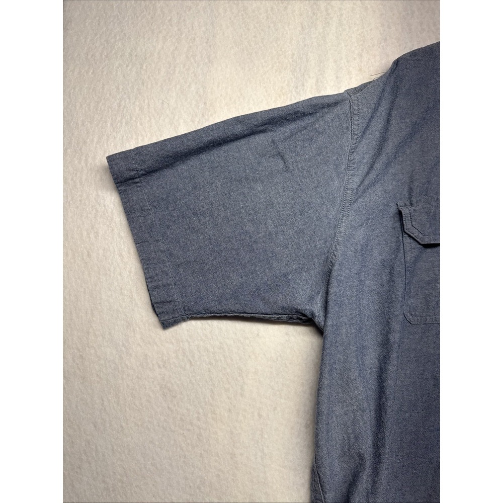 Wrangler Mens Blue Chambray Short Sleeve Button Down Shirt 2XL Cotton Workwear - Picture 8 of 14